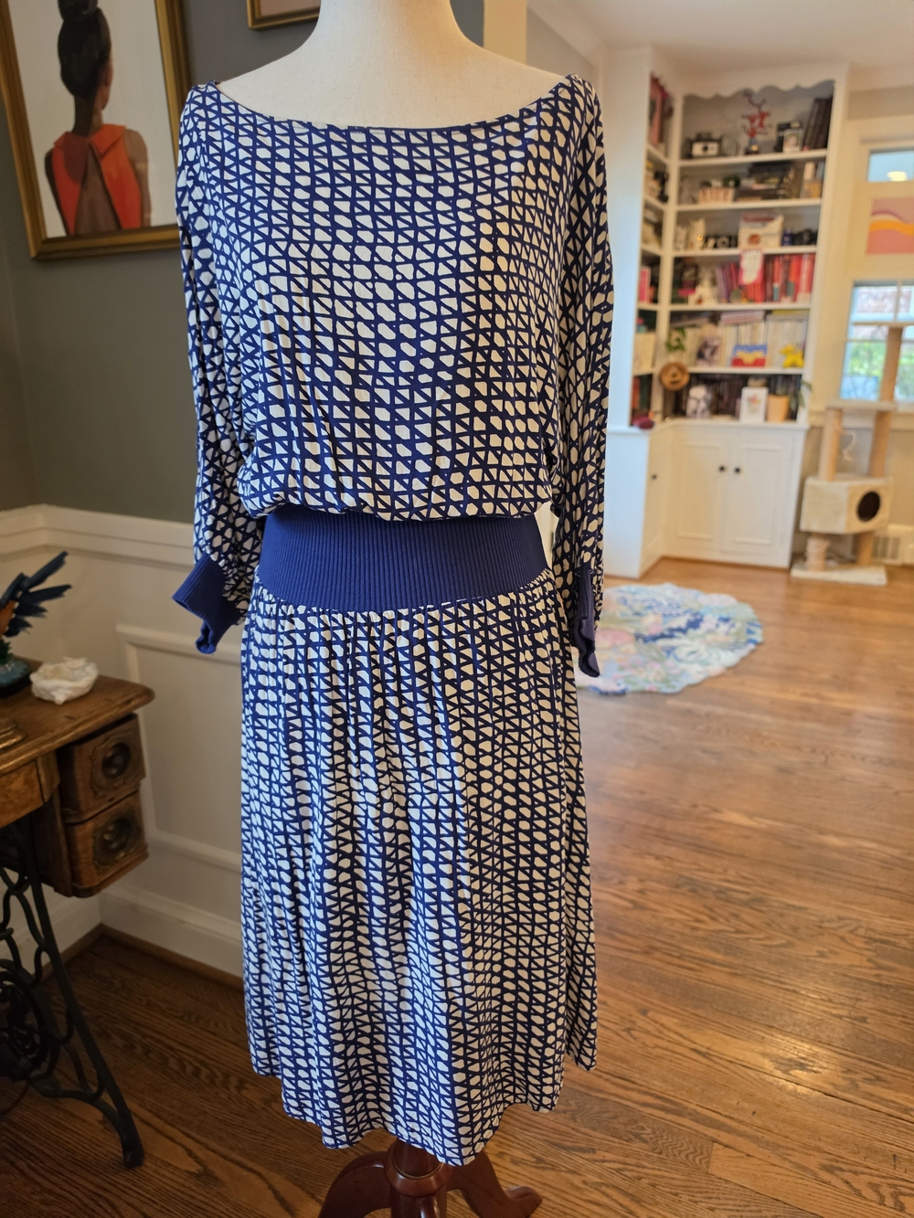 Maeve At Anthropologie Women’s Blue And White Gemma Dress Size Xxsp